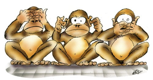 Cartoon of the three wise monkeys.